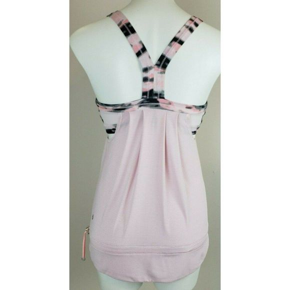 LuluLemon Pink Gray Bra Racerback Tank Top 6 EUC - Picture 2 of 5